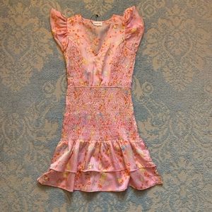 pink preppy ruffle mini dress size S